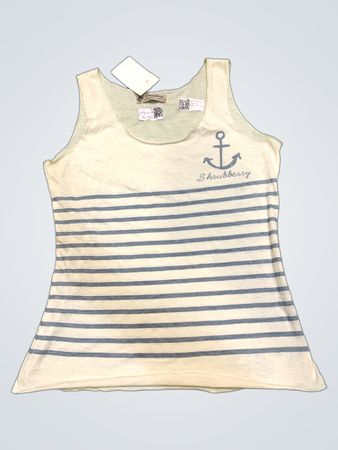 Shrubbery Original Vintage Gestreiftes Tanktop mit Anker-Grafik