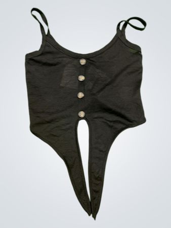Zechka Black Button-Up Bodysuit