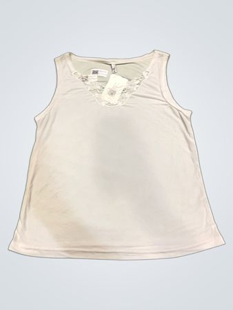 EGE Damen weißes Tanktop mit Spitzenbesatz