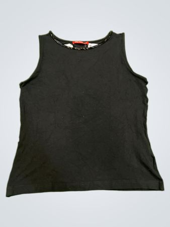 Alain Manoukian Schwarzes Tanktop mit Perlenverzierung am Ausschnitt
