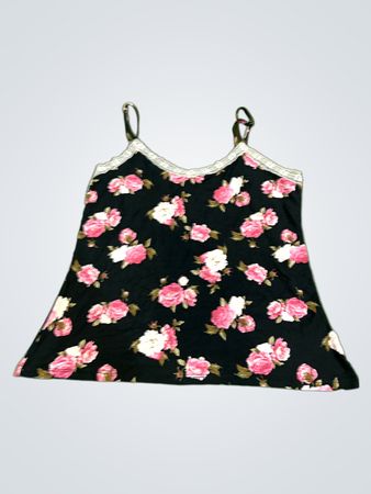 Love and Lounge Schwarzes Floral-Spitzenbesatz Cami Top