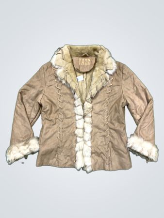YAZZ Brown Suede Fur Trimmed Jacket