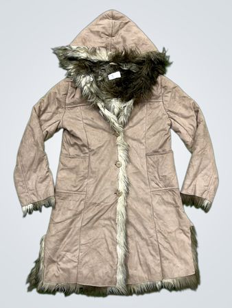 Brown Faux Fur Lined Hooded Coat