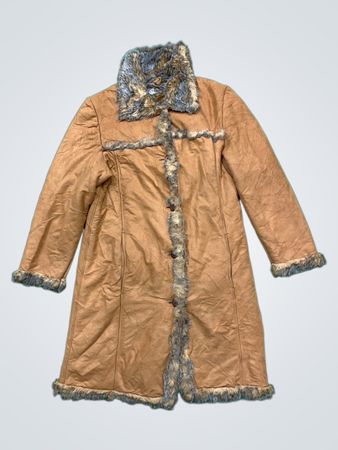 Brown Faux Fur Trimmed Coat