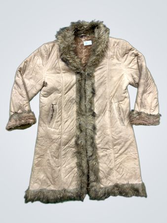 Tan faux fur trim coat