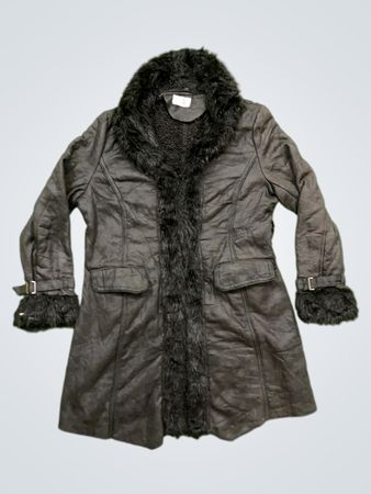 Black Faux Fur Trimmed Coat