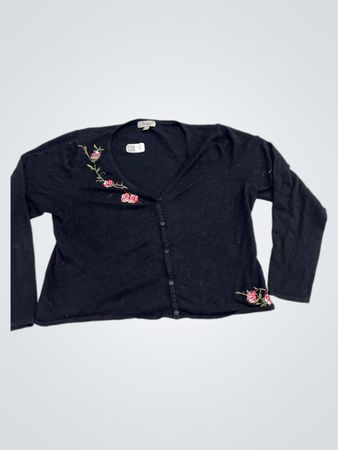 Jessica Plus schwarzer bestickter Cardigan