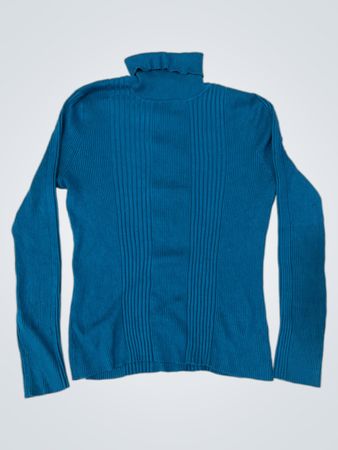 Türkis gerippter Rollkragenpullover