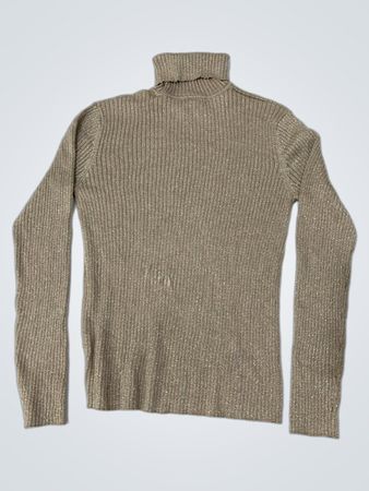 DER LIMITIERTE Damen Rippstruktur Rollkragenpullover mit Metallfaden