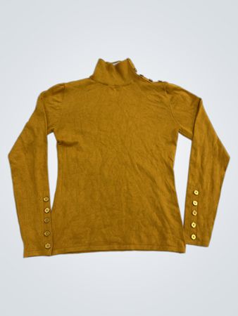Cielo Damen Senfgelber Rollkragenpullover mit Knopfdetails