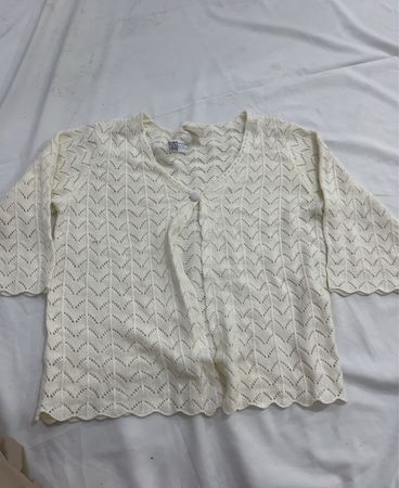 Daxon Cream Häkel-Cardigan