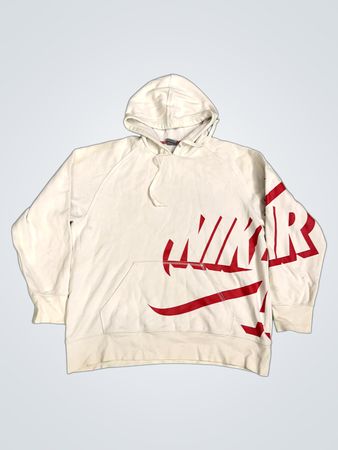 Nike Weißer Kapuzenpullover mit rotem Logo