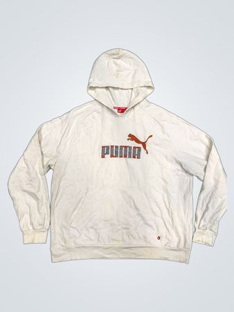 Puma White Graphic Logo Hoodie