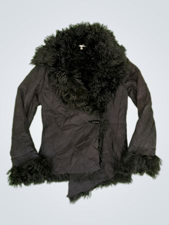 KOOKAI Black Jacket with Fur Trim