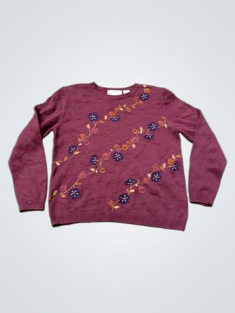 Alfred Dunner Petite floral bestickter Pullover