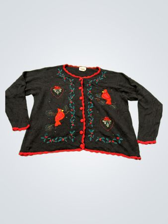 Basic Editions Plus Holiday Cardinal Sweater