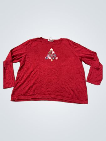 C.J. Banks Roter Weihnachtsbaum Bestickter Pullover