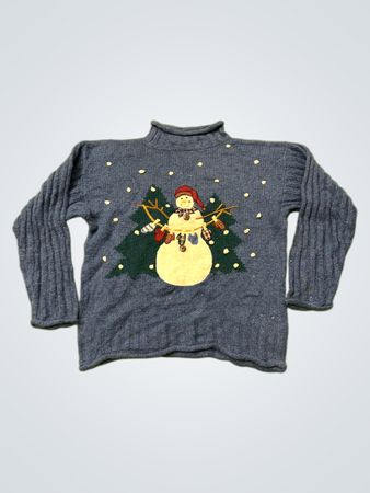 PBJ SPORT Blauer Schneemann Weihnachtspullover