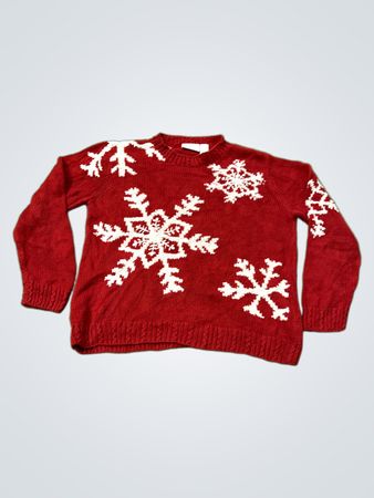 Liz Claiborne Roter Schneeflocken-Strickpullover