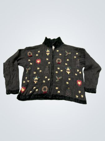 Croft & Barrow Damen schwarzer Weihnachtspullover