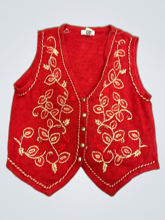 Yarnworks Rotes Besticktes Weste Mittel