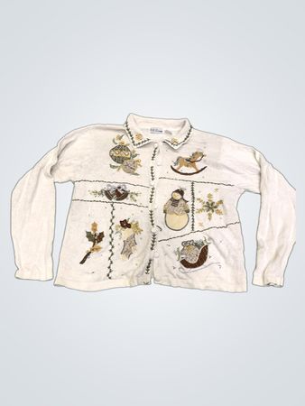 B.P. Design Damen Langarm Bestickter Weihnachts-Pullover