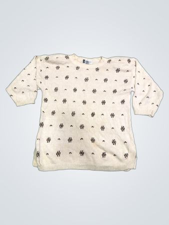 SK & COMPANY Creme Blumiges Strickoberteil