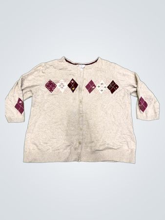CJ Banks beigefarbener Argyle-Cardigan
