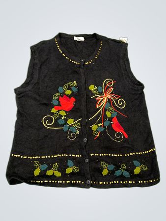 Kim Rogers Black Cardinal Christmas Vest