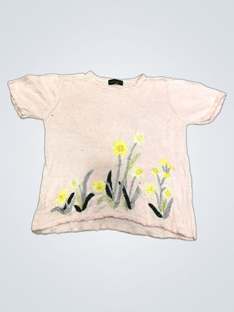 SALON STUDIO by HABAND Pink Floral Embroidered Knit Top