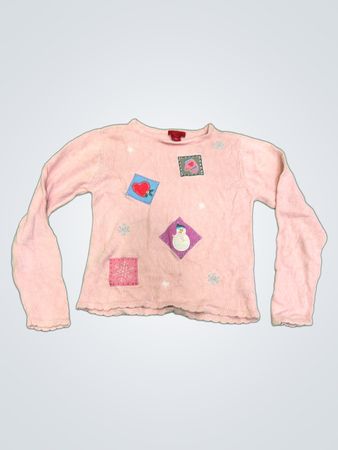 Rosa Langarmpullover mit Applikationspatches