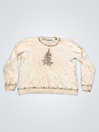 Alfred Dunner Petite Creme Weihnachtsbaum Pullover