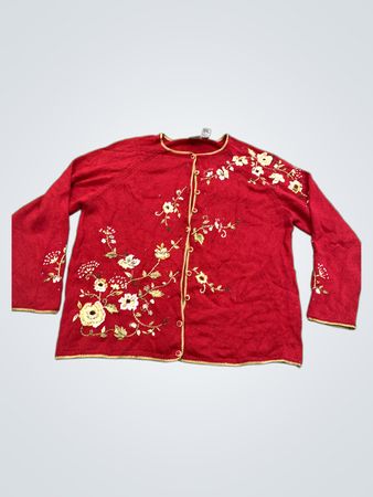 Carolina Colours Roter Bestickter Cardigan