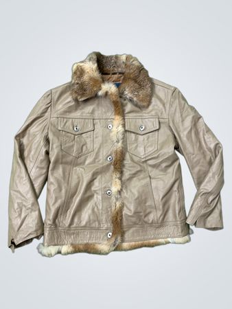 OverPell Lederjacke mit Pelzbesatz