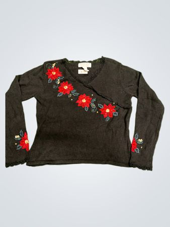 Tiara International Weihnachtskollektion Schwarzer Weihnachtsstern-Pullover