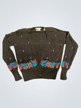 SEGUE Damen Strickjacke mit Blumenstickerei