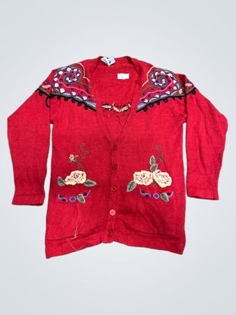 NAPA VALLEY Roter bestickter Cardigan