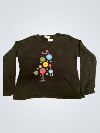 NorthStyle Schwarzer Langarmpullover mit besticktem Weihnachtsbaum