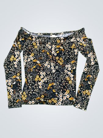 H&M Carmen-Oberteil mit Blumenmuster und langen Ärmeln