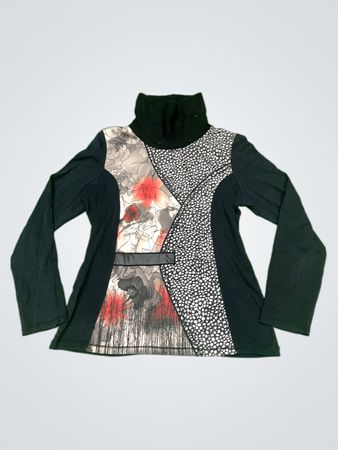 ARMAND THIERY Rollkragenoberteil mit Blumenmuster