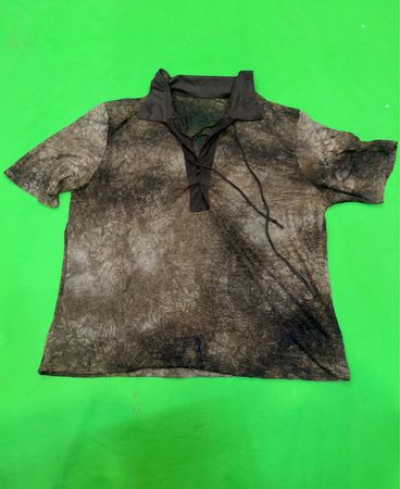 Braune Krawatten-Hals Kurzarm-Bluse