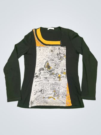 ARMAND THIERY schwarzes Langarmshirt mit Grafikdruck