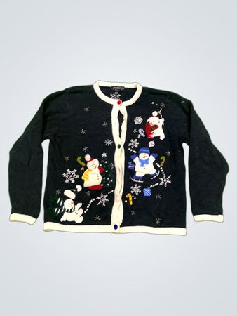 ALL POINTS BY REFERENCE POINT Women's Christmas Snowman Cardigan