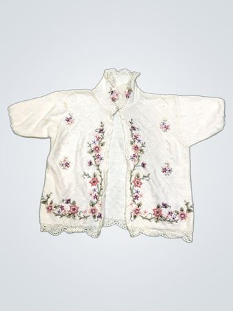 Yarnworks White Bestickte Strickjacke