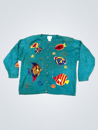 The Quacker Factory 55% Ramie 45% Baumwolle Exklusive der Verzierungen Größe 2X Hergestellt in China RN 90133 Cardigan