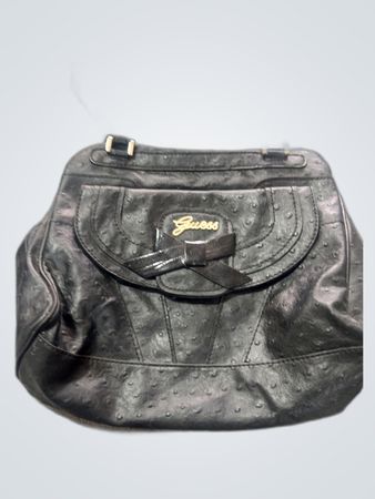 Guess Black Leather Structured Handbag