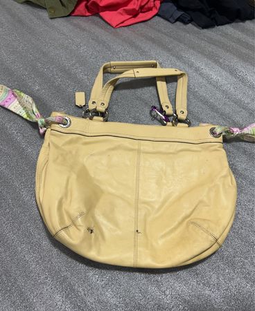 Coach Beige Leather Tote Handbag