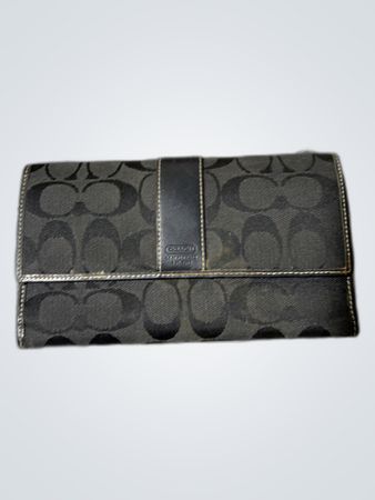 Coach Black Leather Monogram Wallet