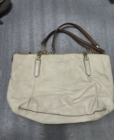 Coach Beige Leather Tote Bag