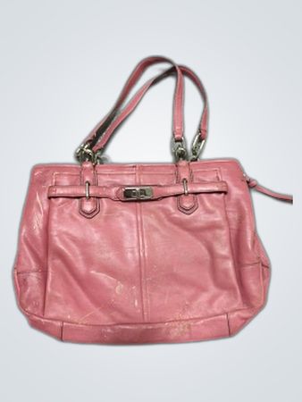 Coach Pink Leather Belted Tote Handbag